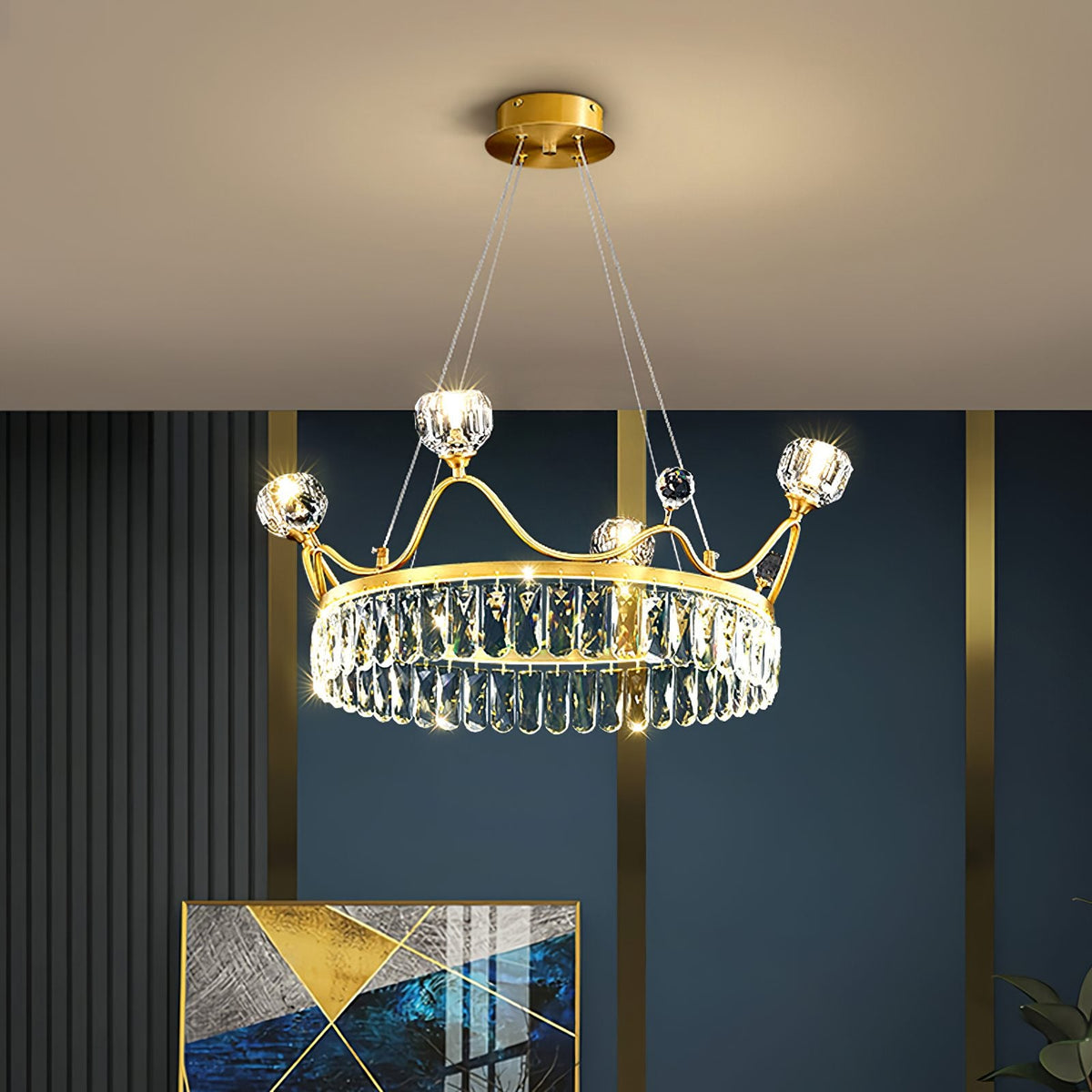Modern Crown Crystal Pendant Light