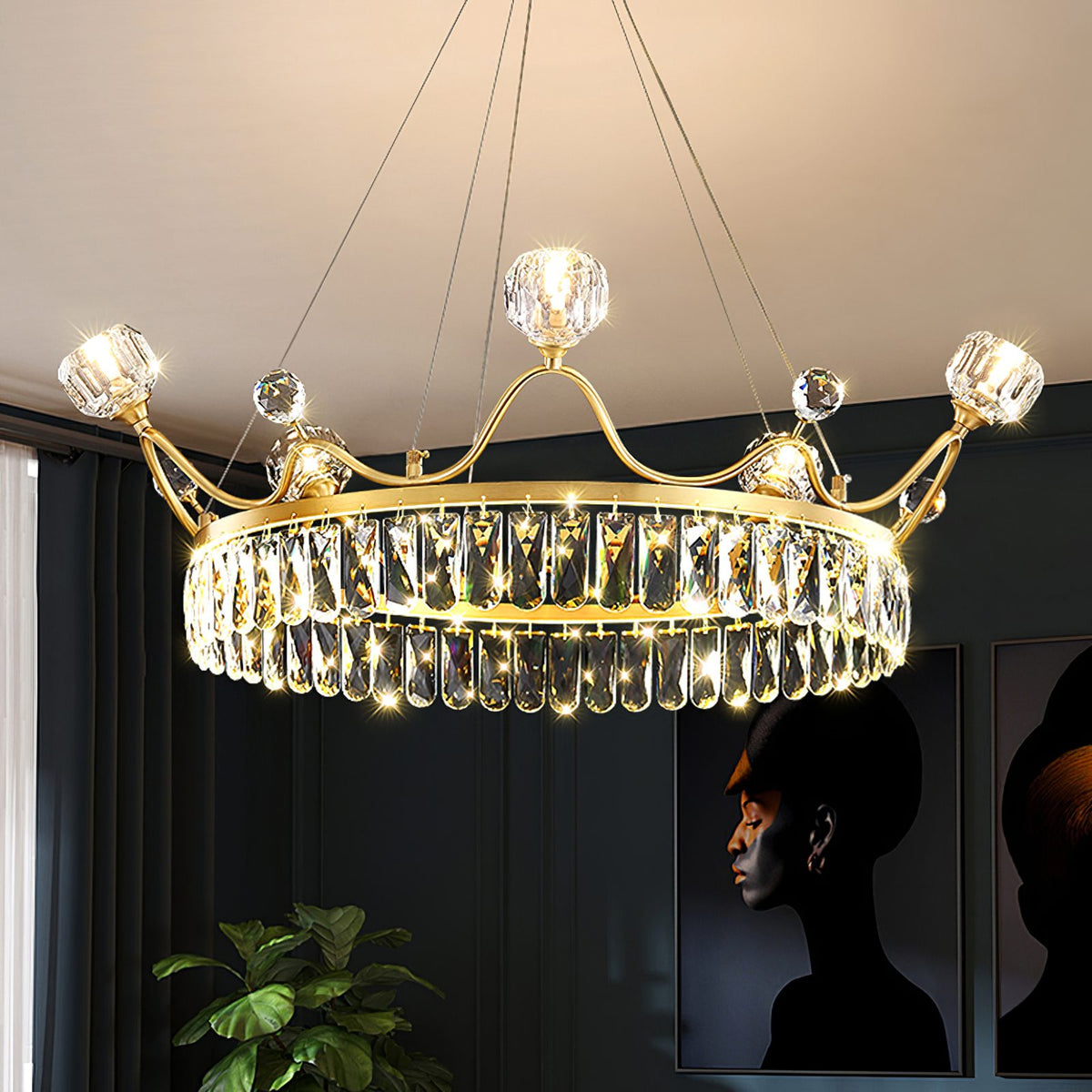 Modern Crown Crystal Pendant Light
