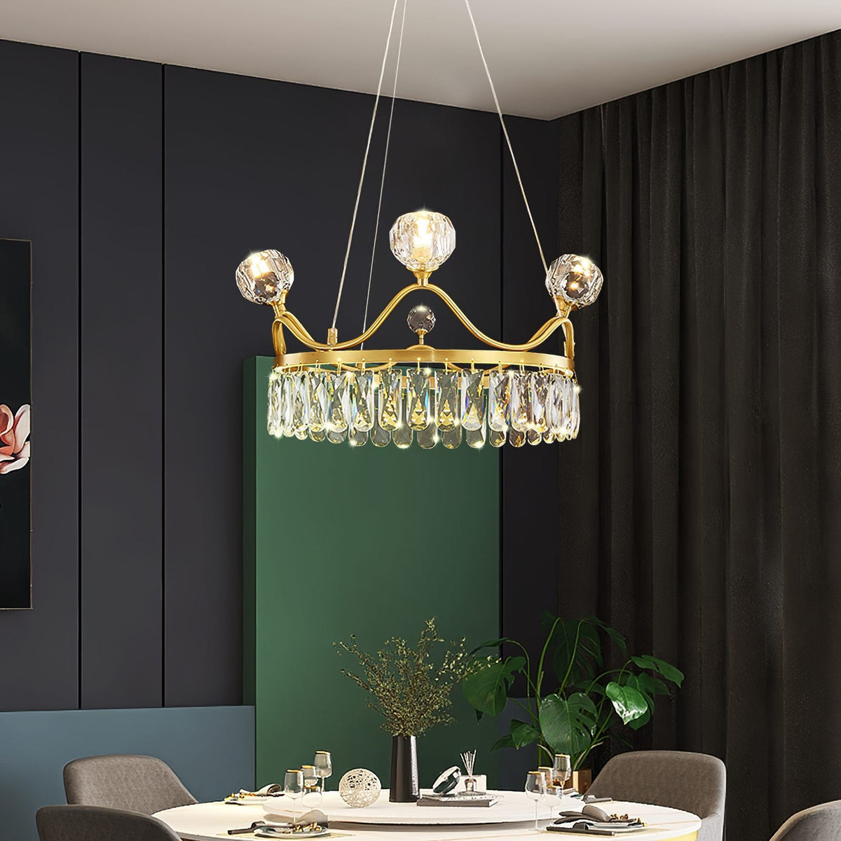 Modern Crown Crystal Pendant Light