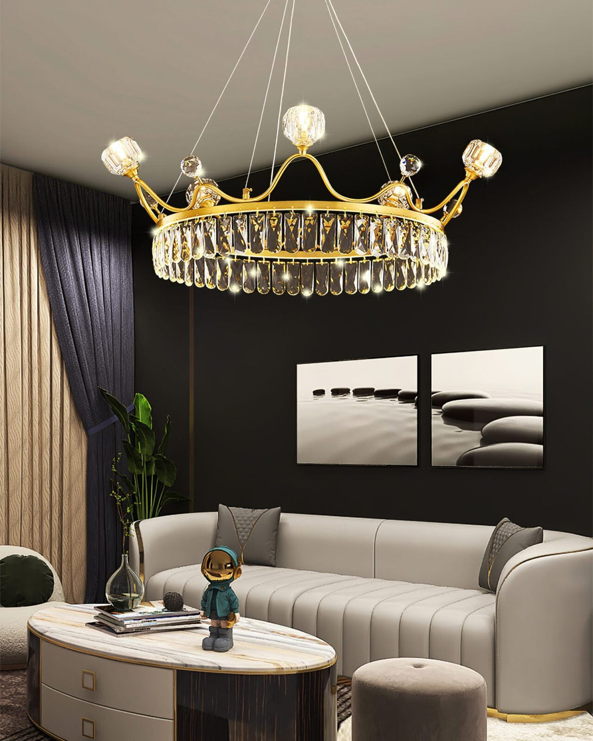 Modern Crown Crystal Pendant Light