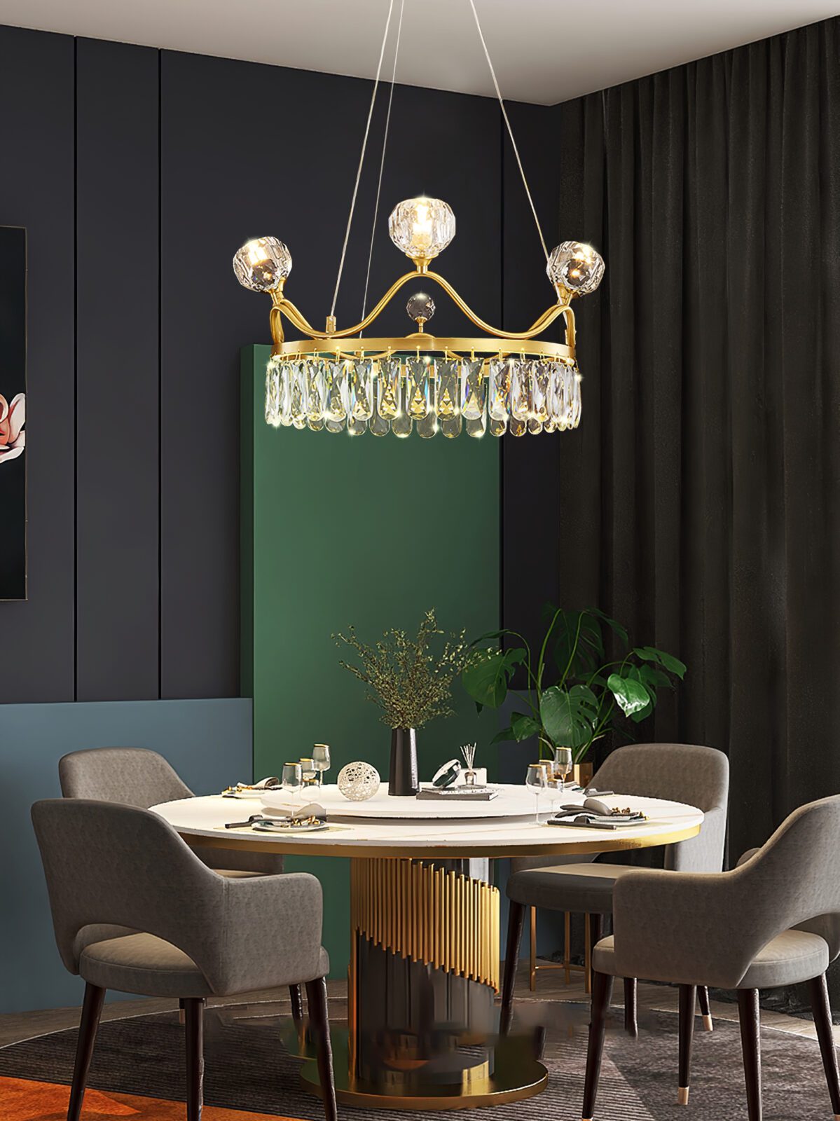 Modern Crown Crystal Pendant Light