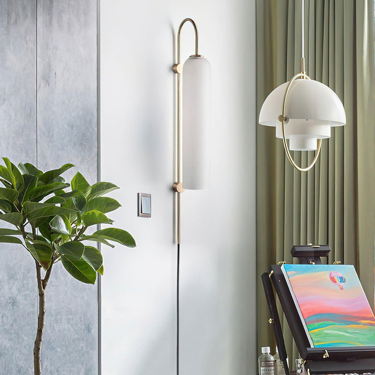 Modern Glass Plug In Wall Lamp