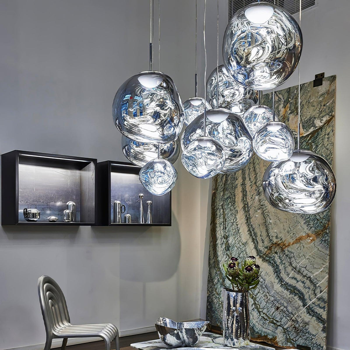 Lava Swag Pendant Light – Sculptural Molten Shade with Mirror Effect