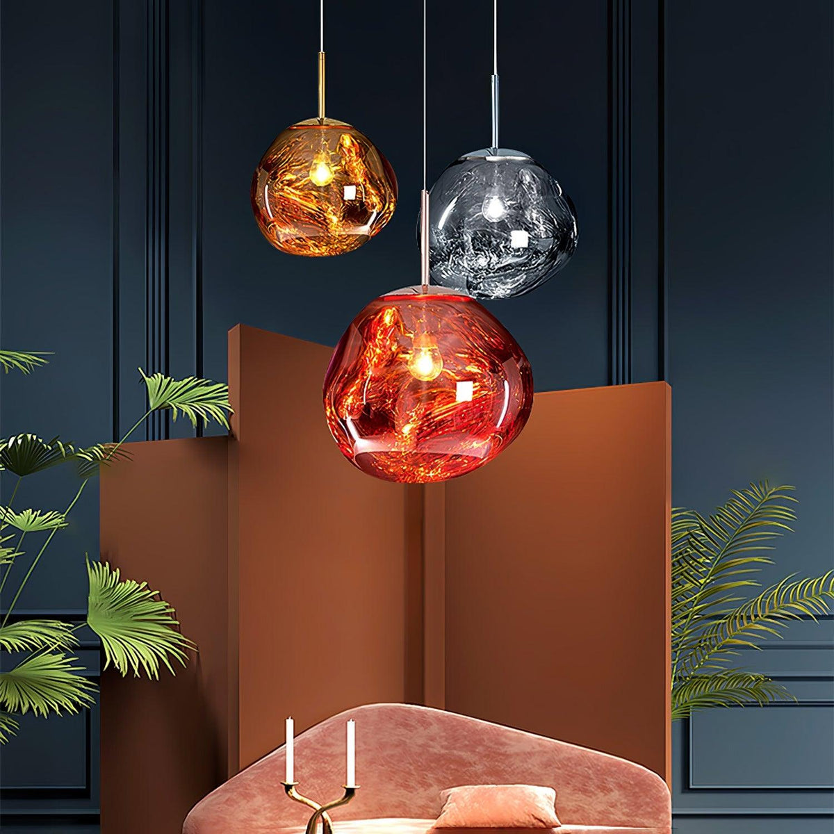 Lava Swag Pendant Light – Sculptural Molten Shade with Mirror Effect