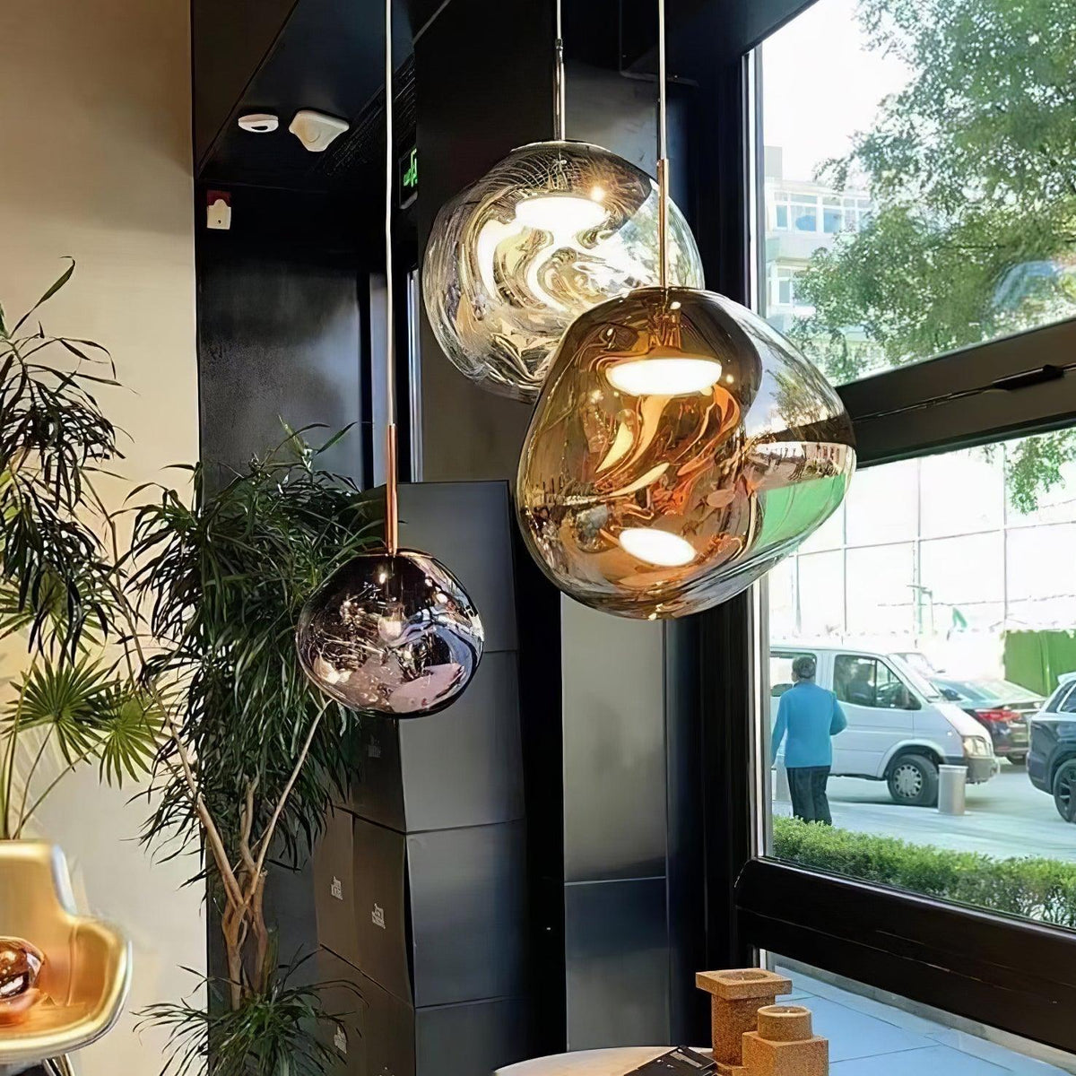 Lava Swag Pendant Light – Sculptural Molten Shade with Mirror Effect