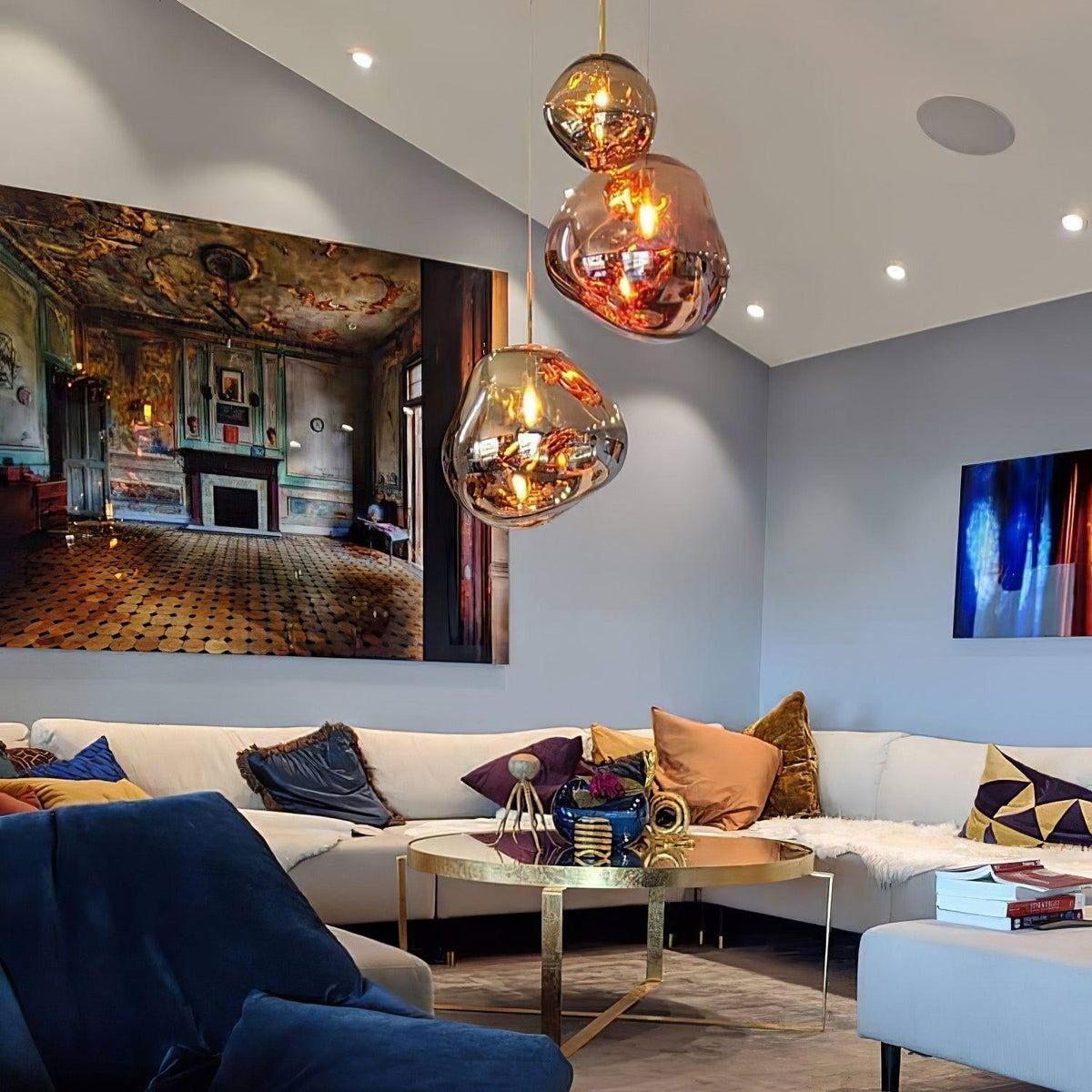 Lava Swag Pendant Light – Sculptural Molten Shade with Mirror Effect