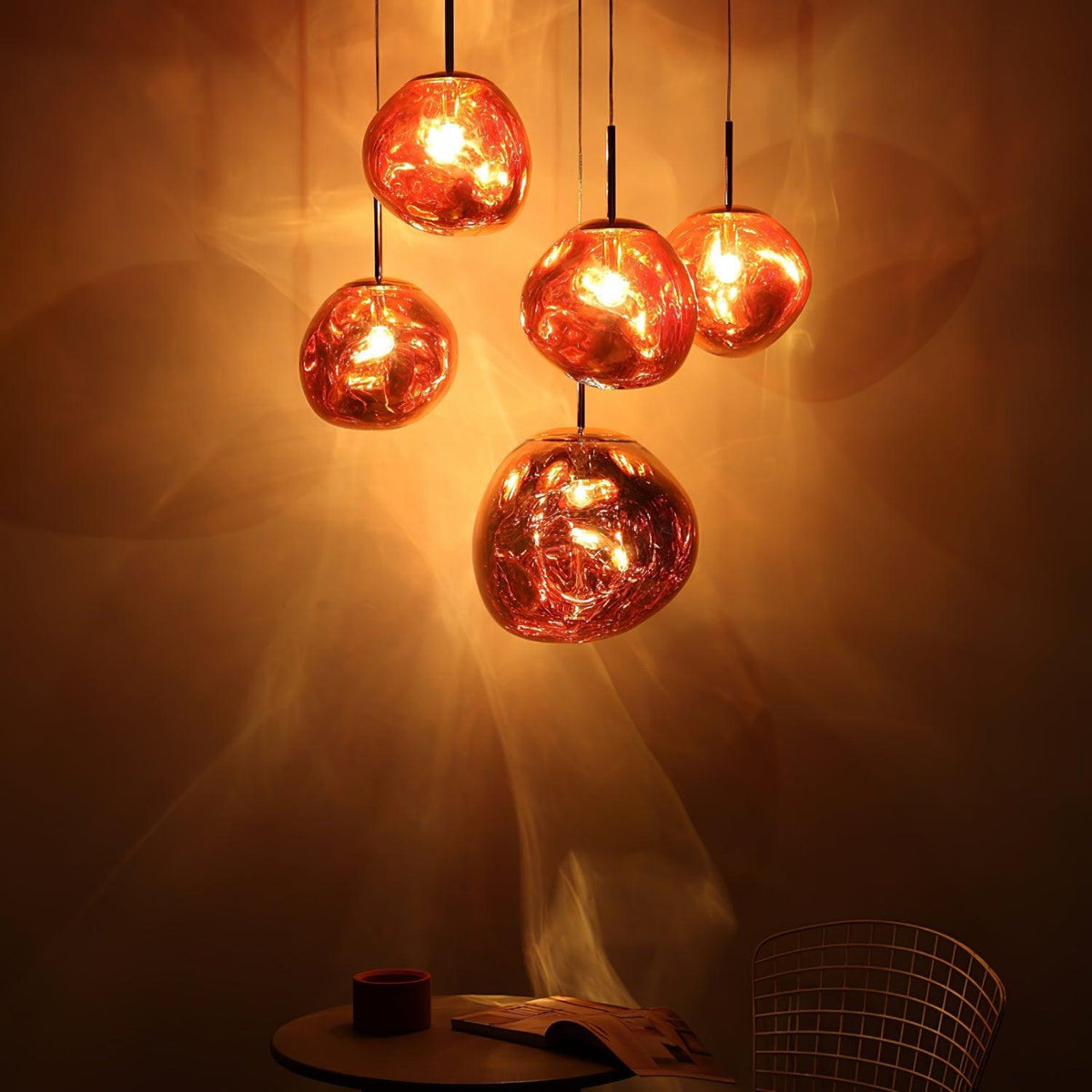 Lava Swag Pendant Light – Sculptural Molten Shade with Mirror Effect