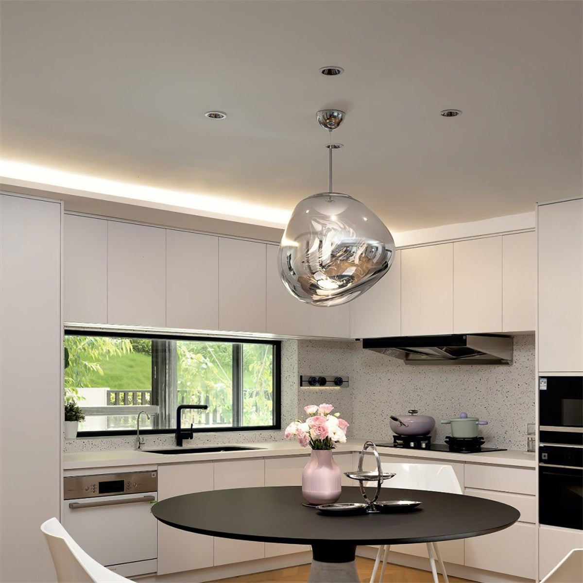 Lava Swag Pendant Light – Sculptural Molten Shade with Mirror Effect