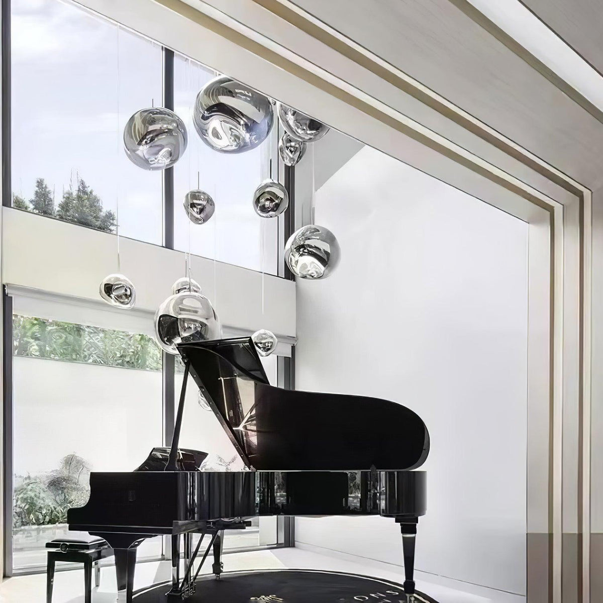 Lava Swag Pendant Light – Sculptural Molten Shade with Mirror Effect