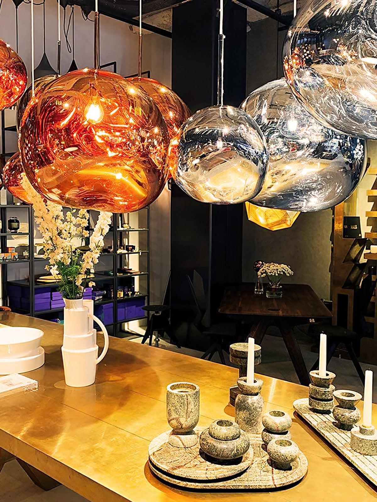 Lava Swag Pendant Light – Sculptural Molten Shade with Mirror Effect