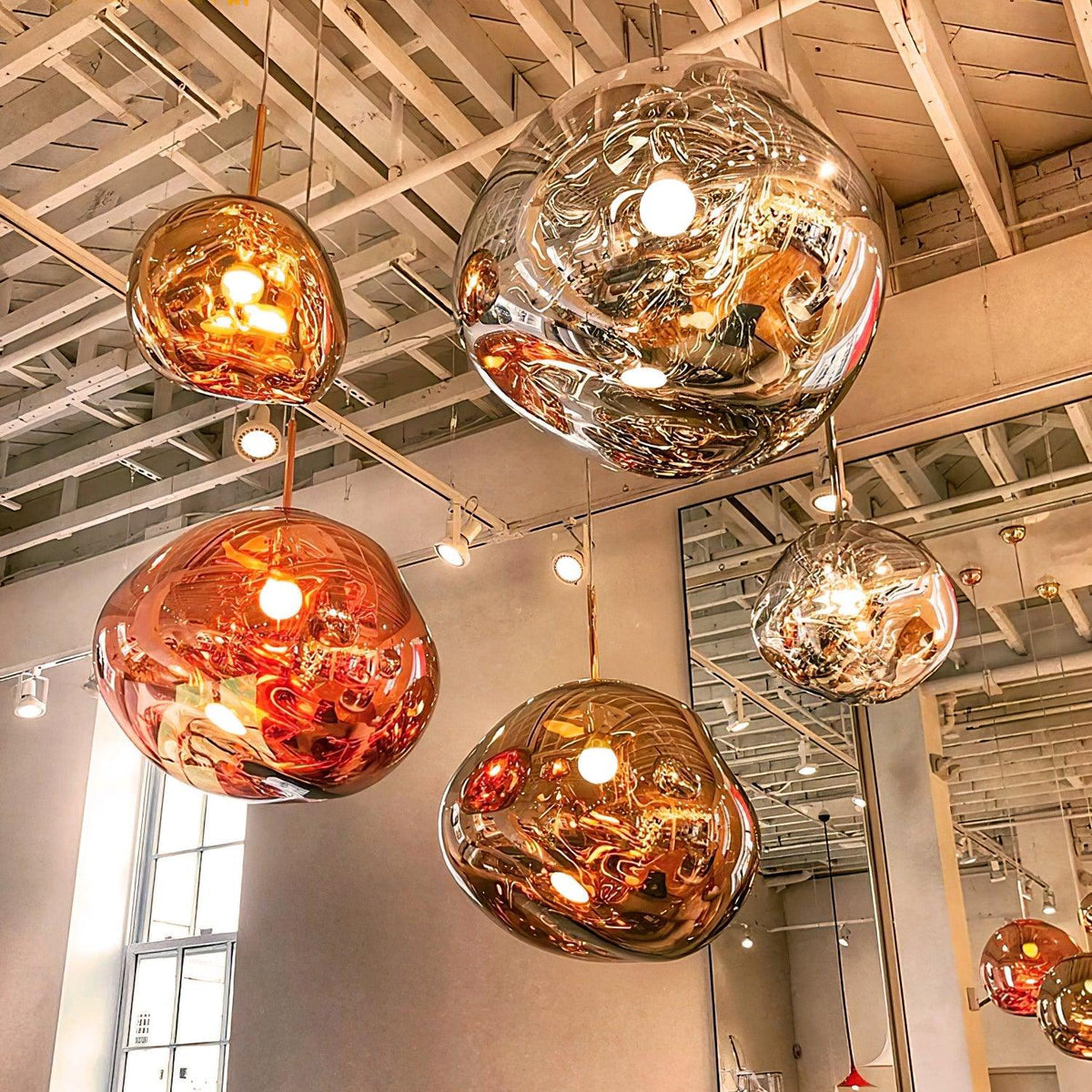 Lava Swag Pendant Light – Sculptural Molten Shade with Mirror Effect