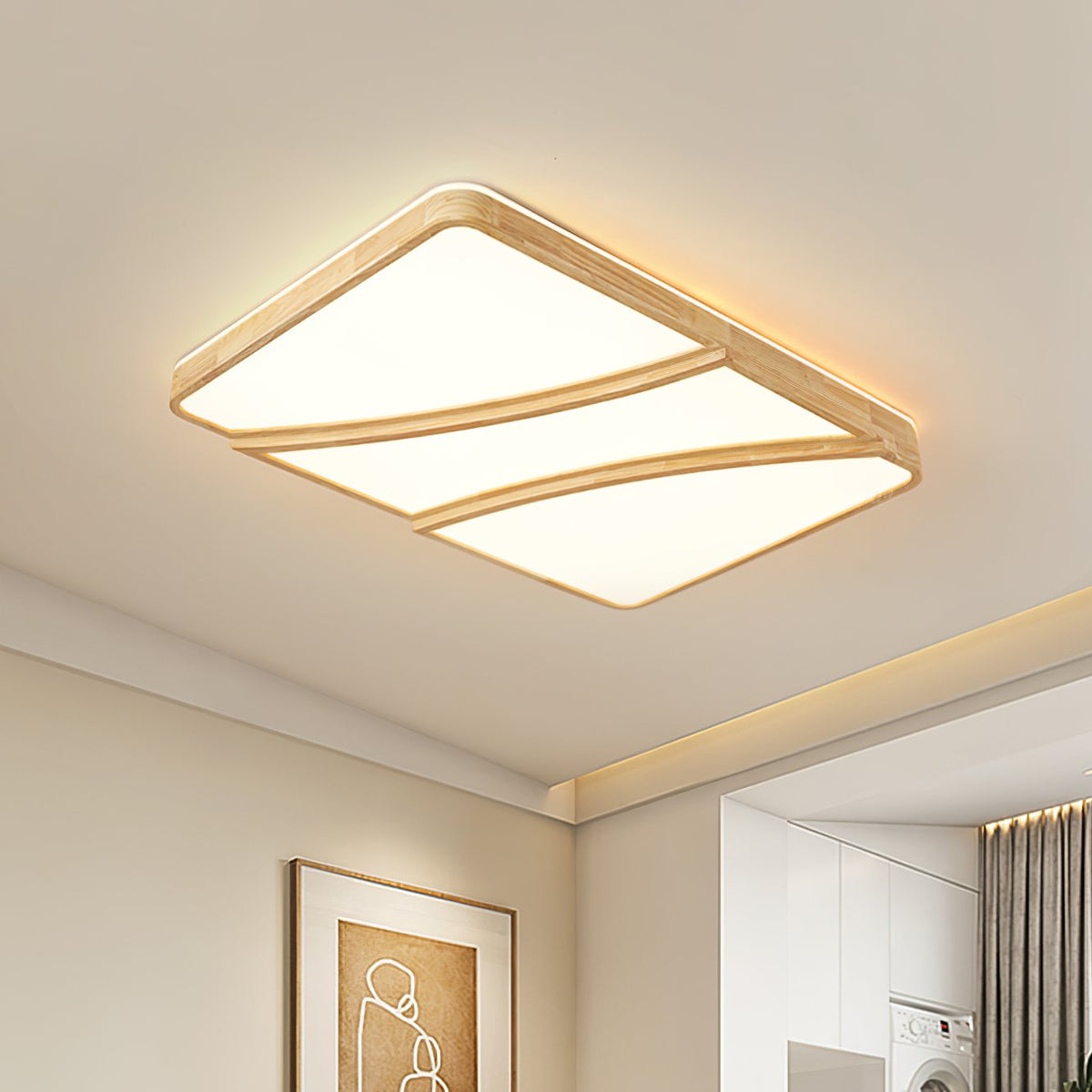 Modern Rectangular Log Ceiling Lamp