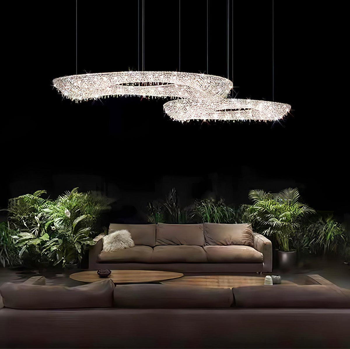 Lumière Cristal Round Chandelier in Chrome and Clear Crystal