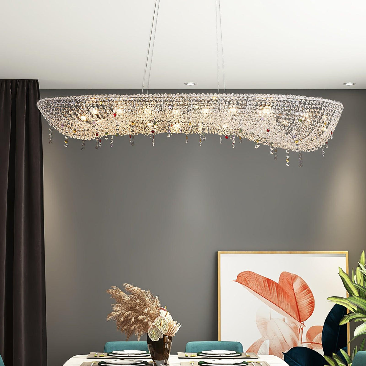 Lumière Cristal Round Chandelier in Chrome and Clear Crystal