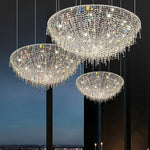 Lumière Cristal Round Chandelier in Chrome and Clear Crystal