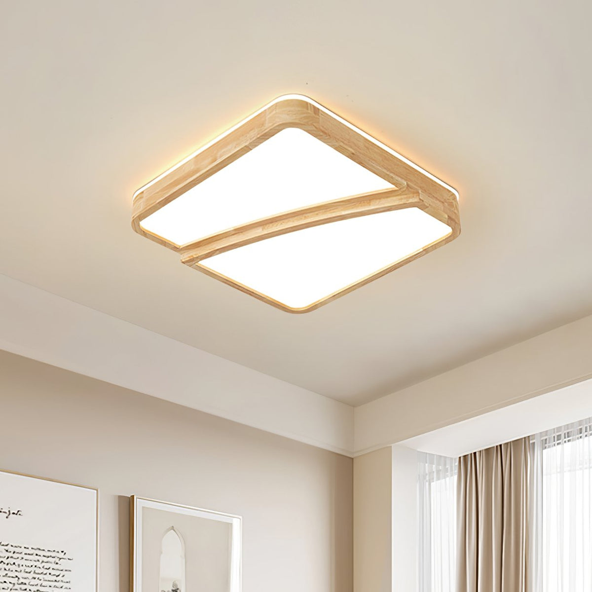 Modern Square Log Ceiling Lamp