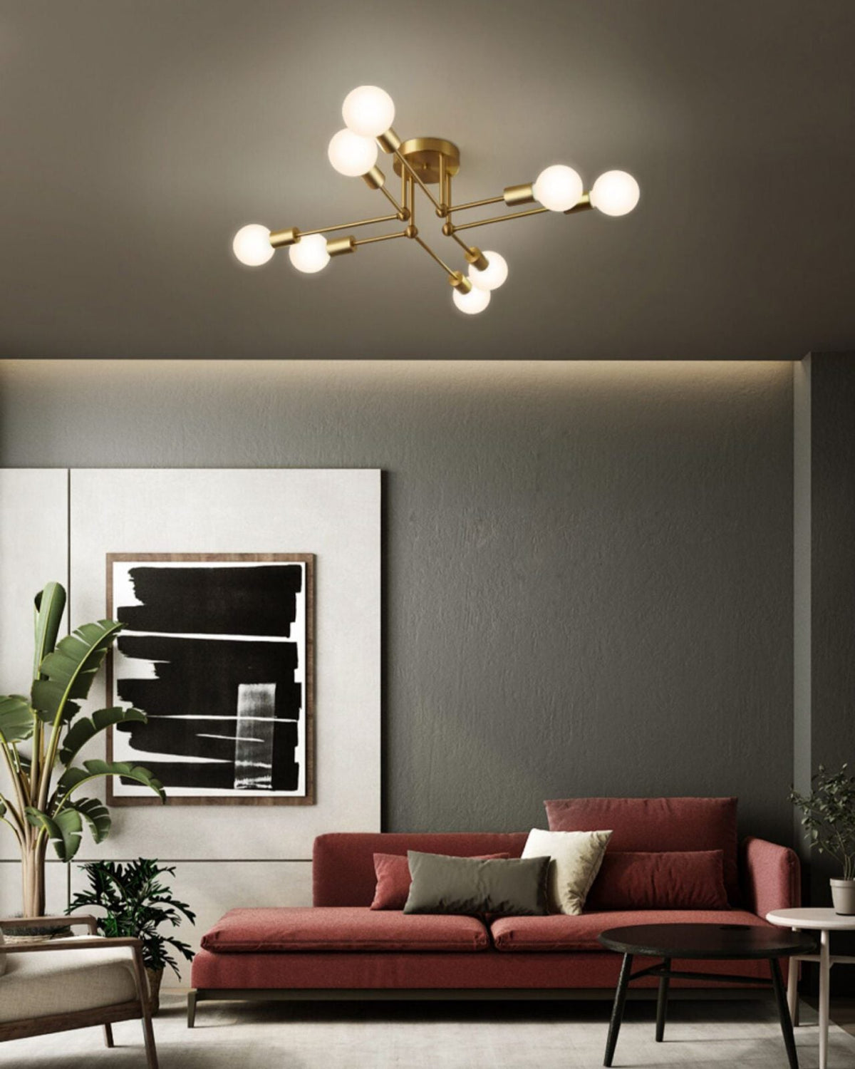 Molecular Brass Ceiling Light