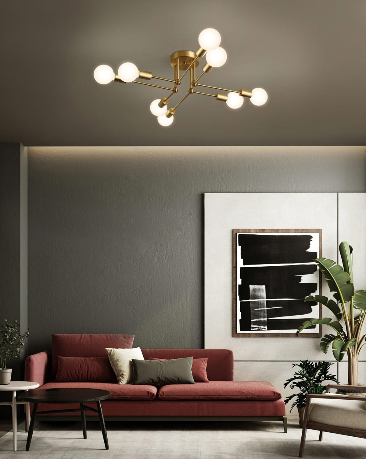 Molecular Brass Ceiling Light