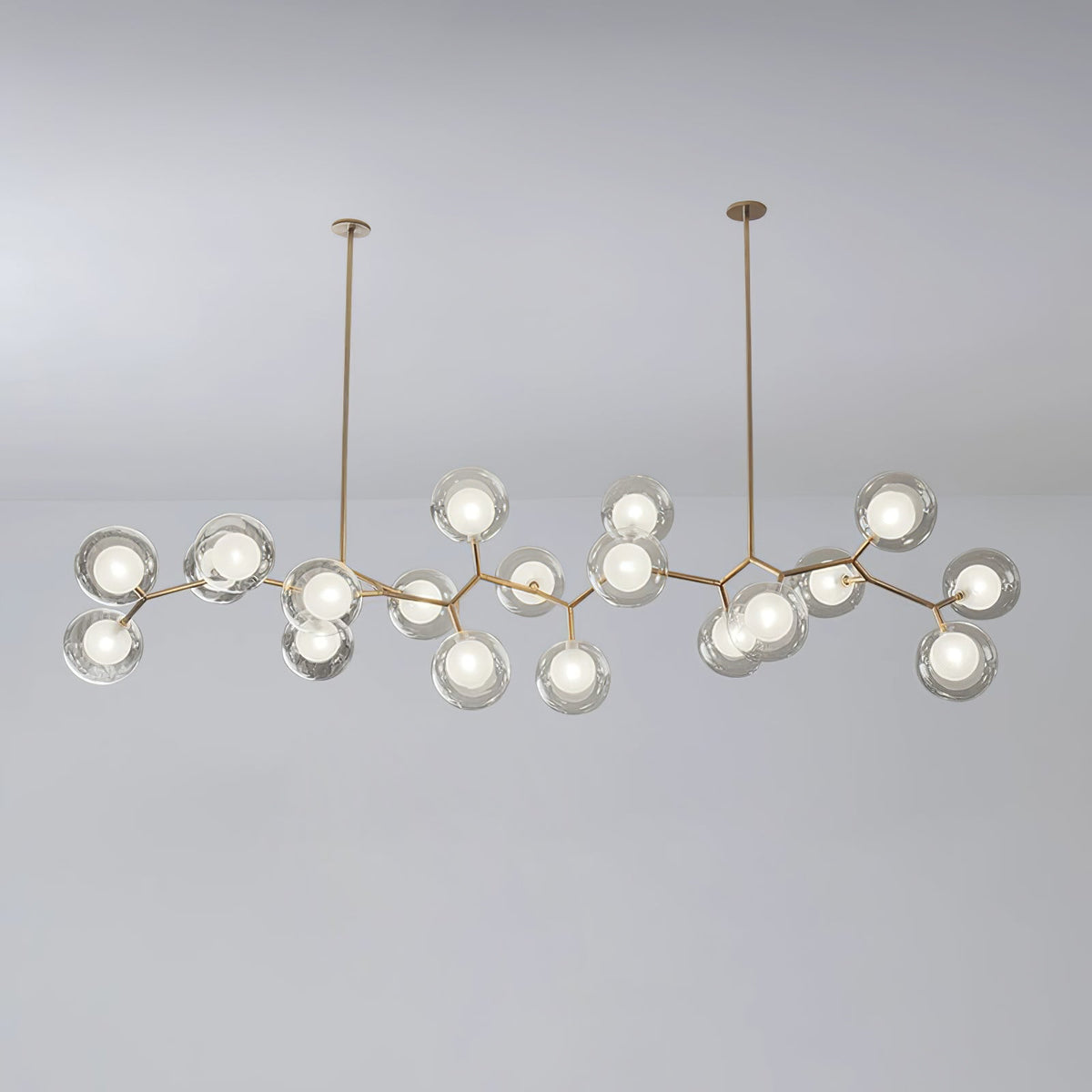 Molecular Glass Ball Chandelier in Gold for Modern Interiors