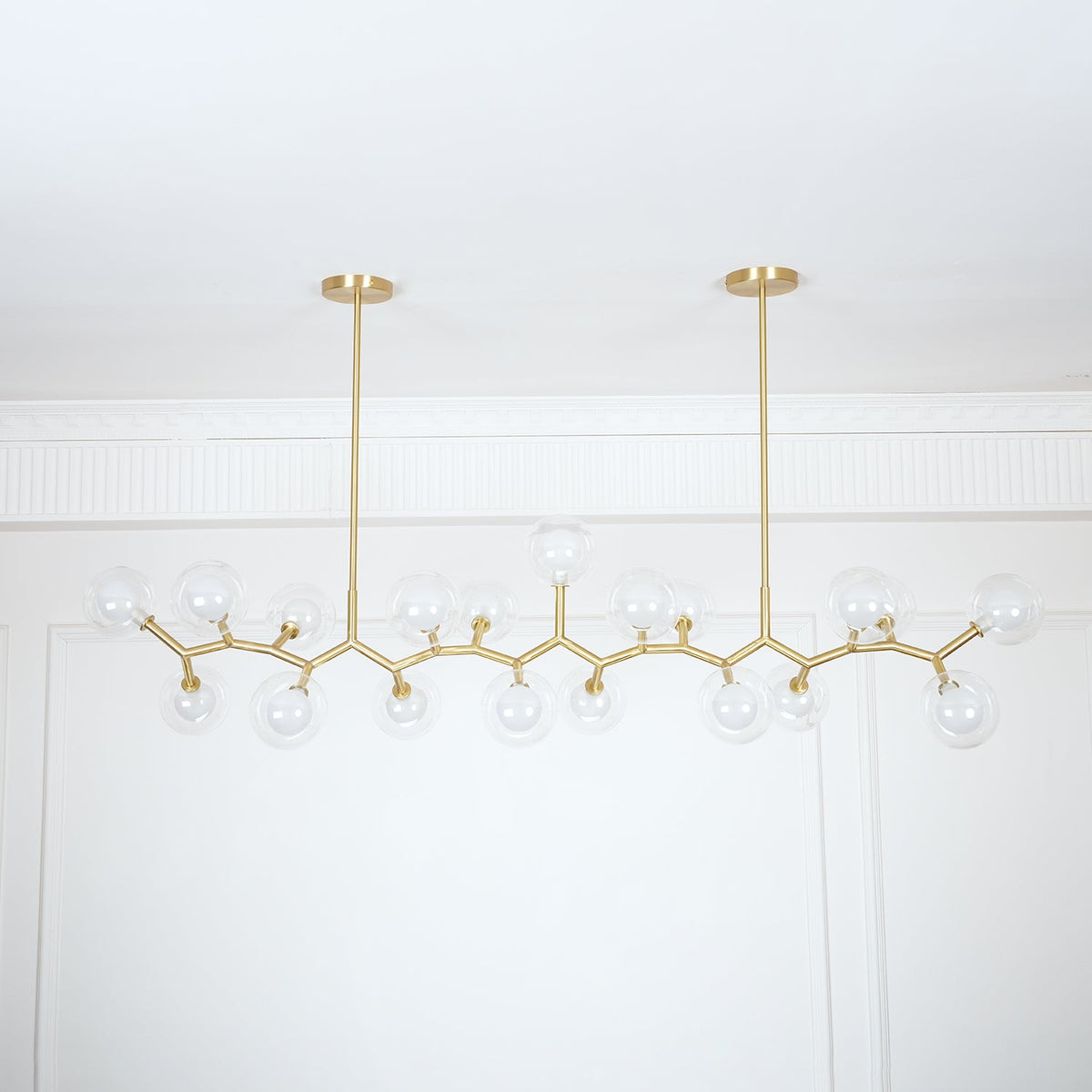 Molecular Glass Ball Chandelier in Gold for Modern Interiors