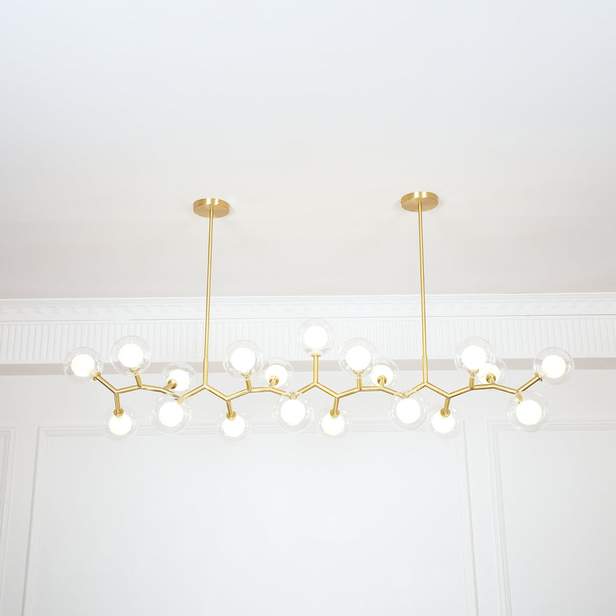 Molecular Glass Ball Chandelier in Gold for Modern Interiors