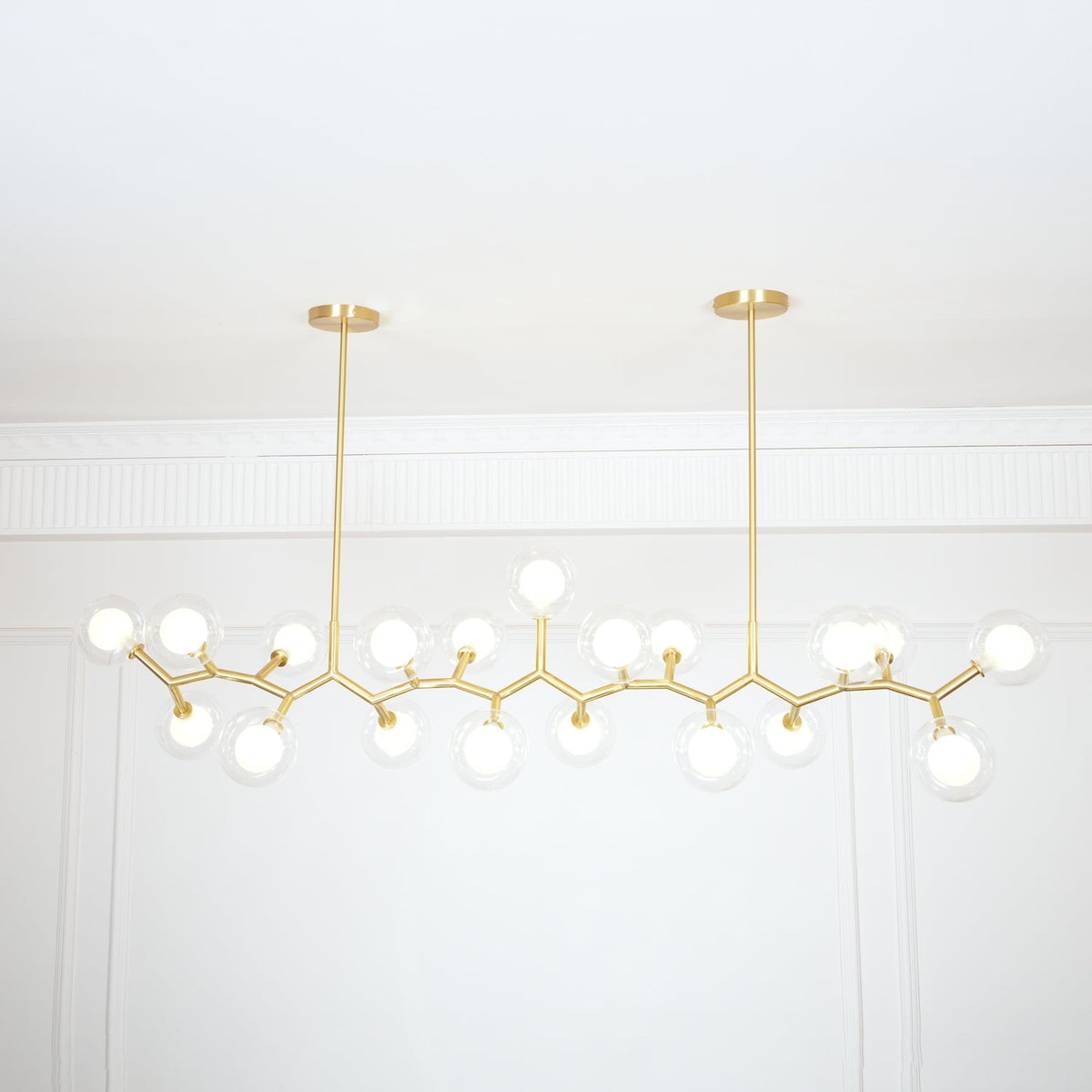 Molecular Glass Ball Chandelier in Gold for Modern Interiors