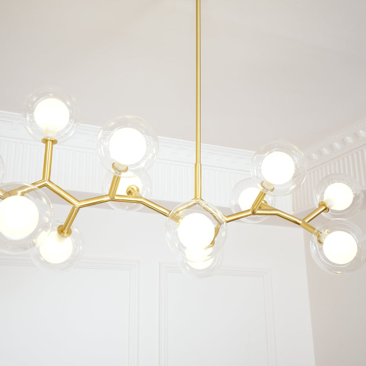 Molecular Glass Ball Chandelier in Gold for Modern Interiors