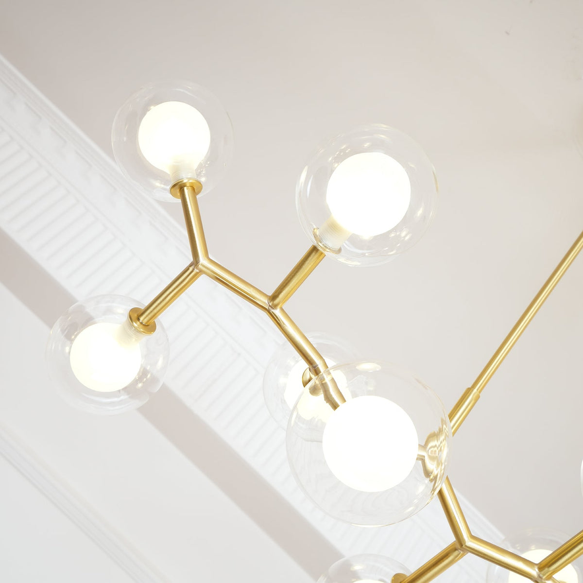 Molecular Glass Ball Chandelier in Gold for Modern Interiors
