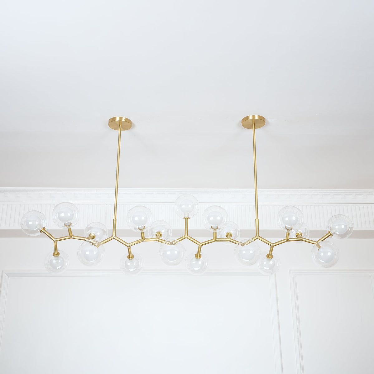 Molecular Glass Ball Chandelier in Gold for Modern Interiors