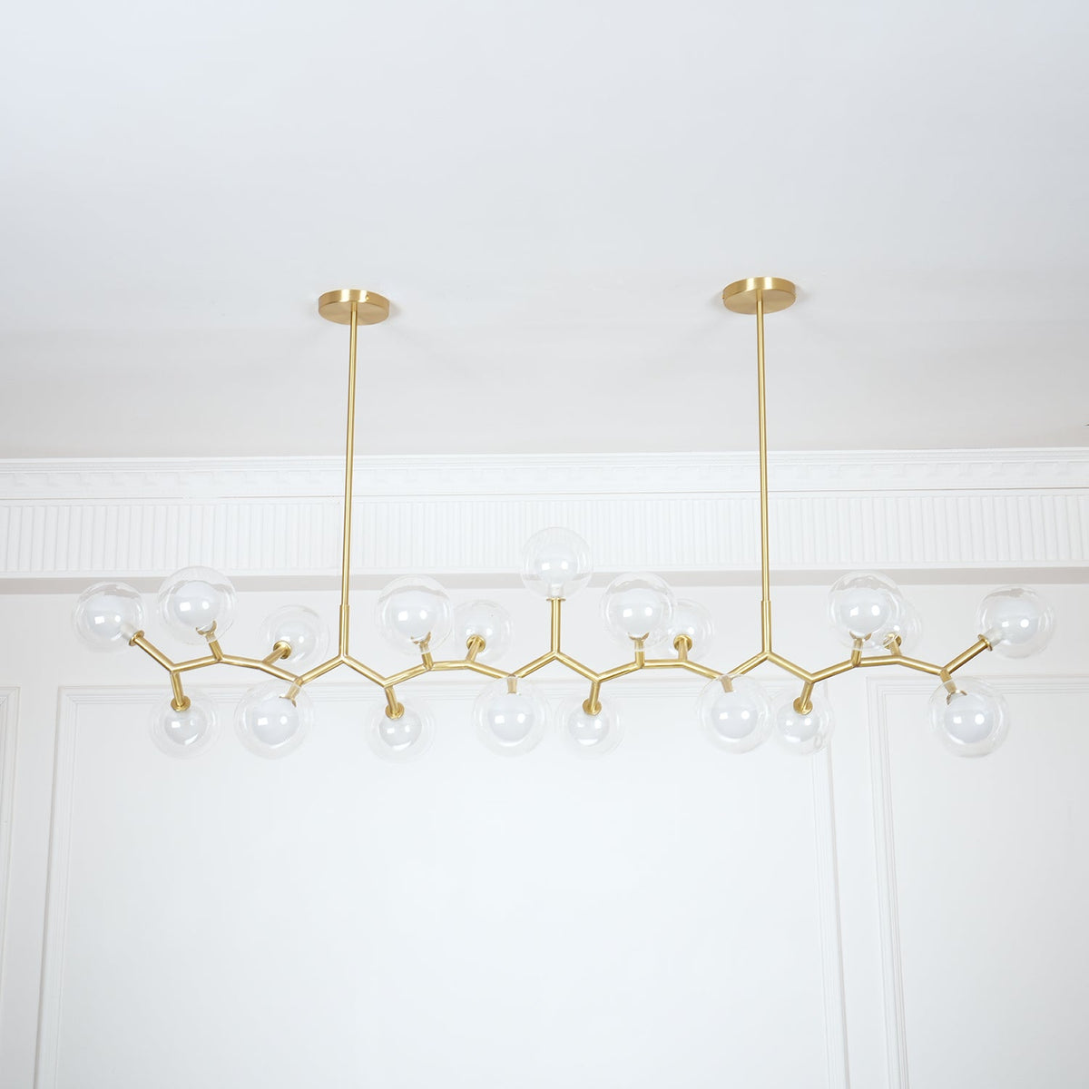 Molecular Glass Ball Chandelier in Gold for Modern Interiors