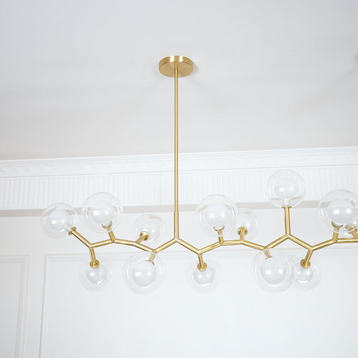 Molecular Glass Ball Chandelier in Gold for Modern Interiors