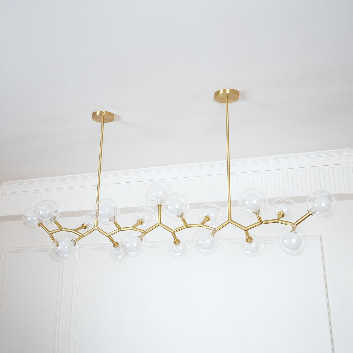 Molecular Glass Ball Chandelier in Gold for Modern Interiors