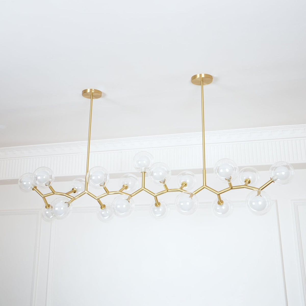 Molecular Glass Ball Chandelier in Gold for Modern Interiors