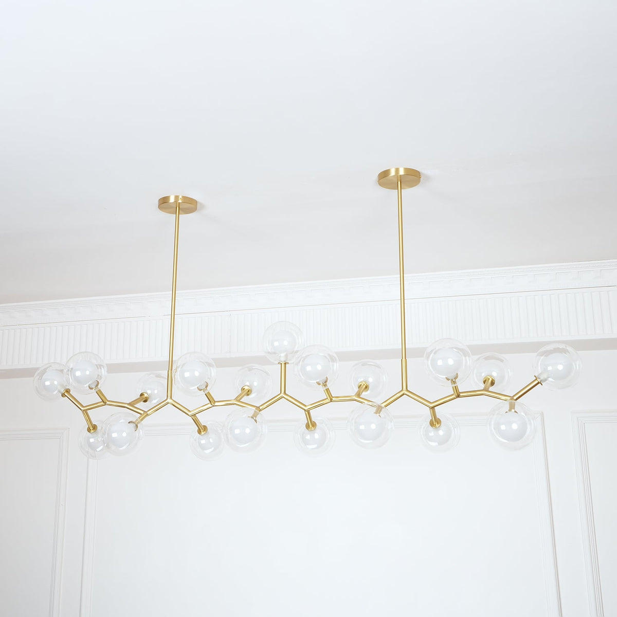 Molecular Glass Ball Chandelier in Gold for Modern Interiors