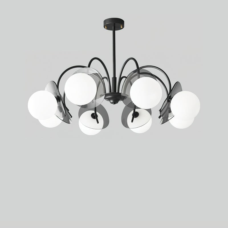 Molecular Glass Sphere Chandelier in Black and Brass