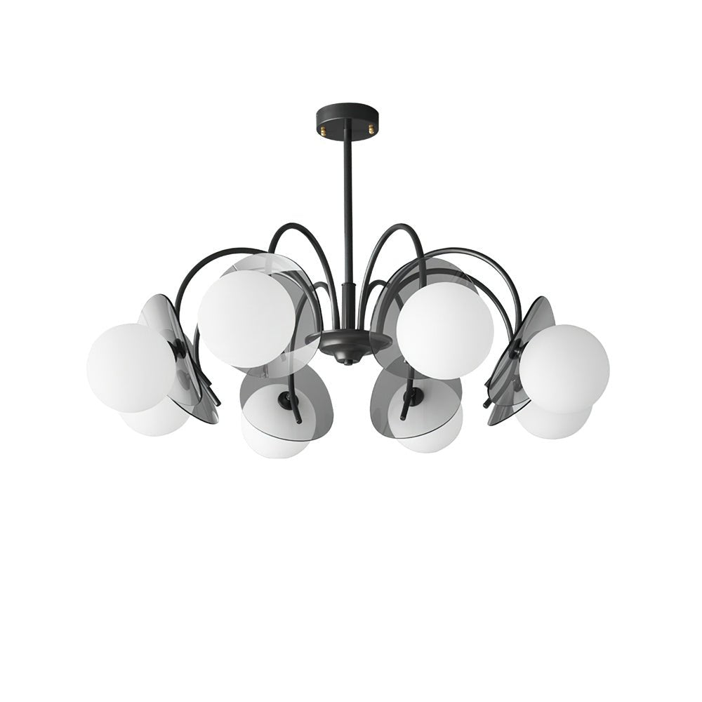 Molecular Glass Sphere Chandelier in Black and Brass