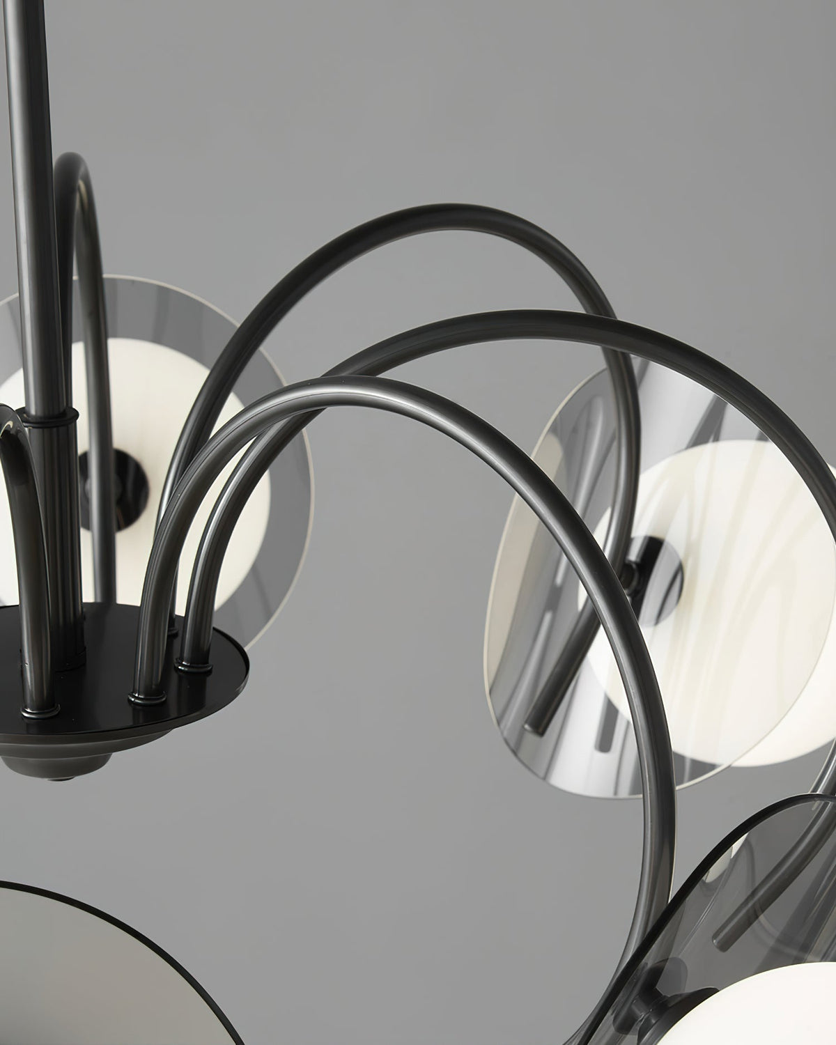 Molecular Glass Sphere Chandelier in Black and Brass