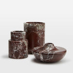 Monaco Sculptural Marble Vase in Violet Red with White Veining