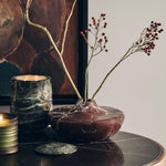 Monaco Sculptural Marble Vase in Violet Red with White Veining
