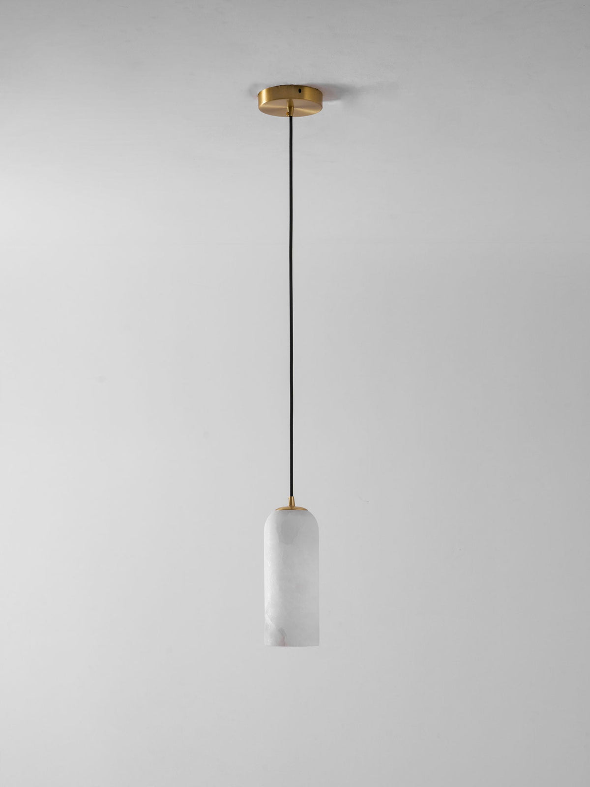Monty Alabaster Pendant Light in Brass with Braided Cord