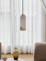 Monty Alabaster Pendant Light in Brass with Braided Cord
