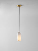 Monty Alabaster Pendant Light in Brass with Braided Cord