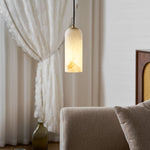 Monty Alabaster Pendant Light in Brass with Braided Cord