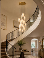 Monty Alabaster Pendant Light in Brass with Braided Cord