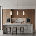 Monty Alabaster Pendant Light in Brass with Braided Cord
