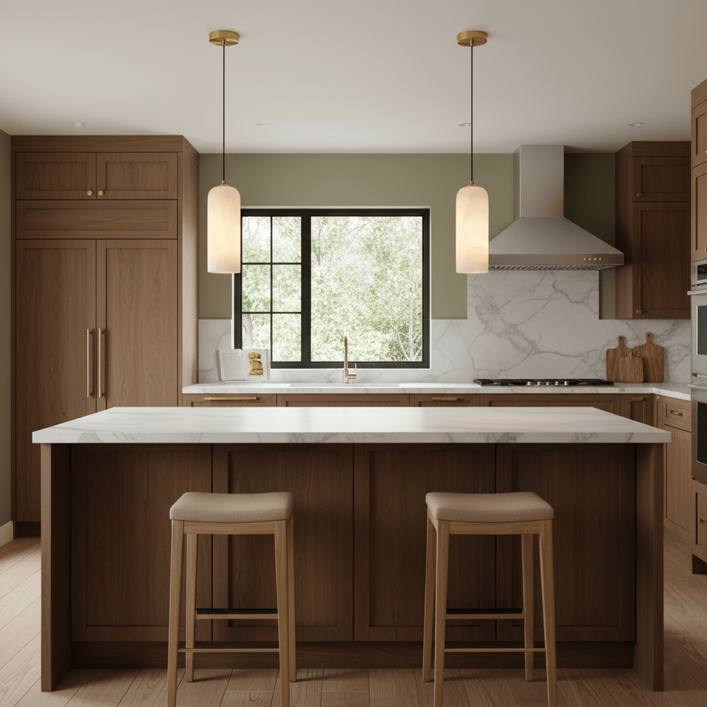 Monty Alabaster Pendant Light in Brass with Braided Cord
