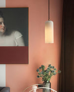 Monty Alabaster Pendant Light in Brass with Braided Cord