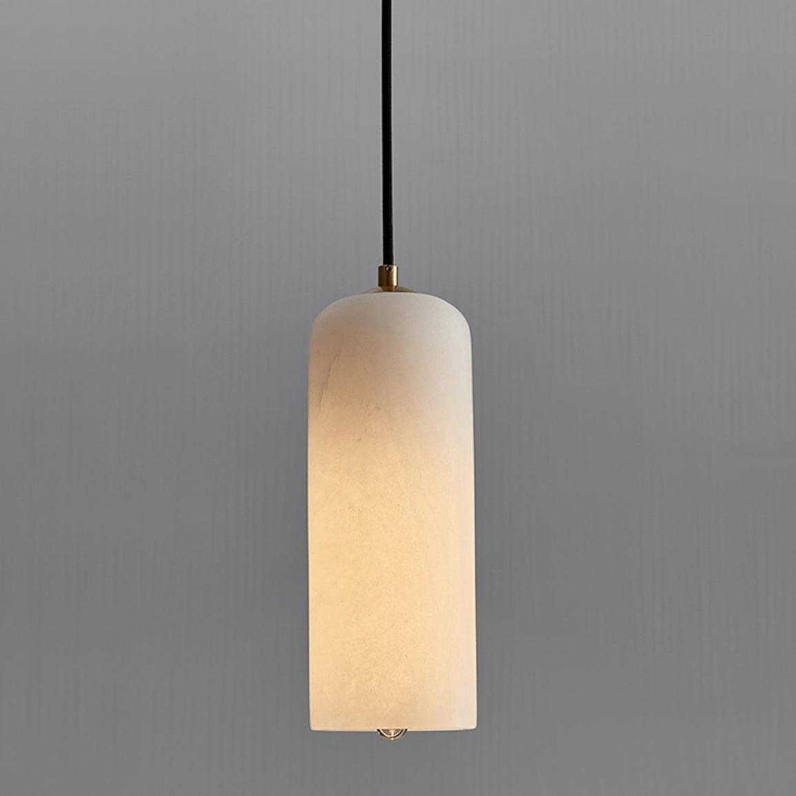 Monty Alabaster Pendant Light in Brass with Braided Cord