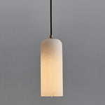 Monty Alabaster Pendant Light in Brass with Braided Cord