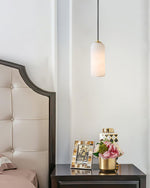 Monty Alabaster Pendant Light in Brass with Braided Cord